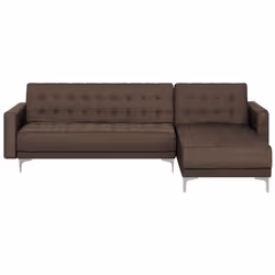 Canapé angle gauche convertible en tissu marron foncé 4 places ABERDEEN