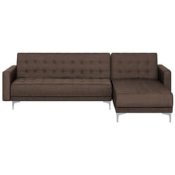 Canapé angle gauche convertible en tissu marron foncé 4 places ABERDEEN