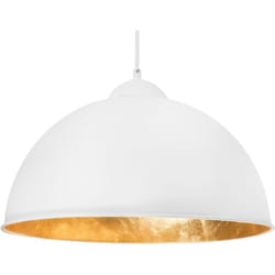 Lampe Suspension Type Cloche en Métal Blanc Intérieur Doré E27 Max. 40W Design Industriel Tendance pour Salle à Manger ou Salon Moderne Beliani