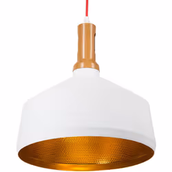 Suspension tendance en aluminium blanc mat et or. Cette lampe suspension ronde présente un beau contraste de couleurs : du bl ...