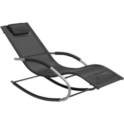 Beliani - Transat Bain de Soleil Fonction Bascule en Acier et Textile Noir Matières Durables et Design Moderne pour Jardin ou Terrasse