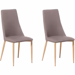 Lot de deux chaises de salle à manger en tissu beige taupe. Avec un design intemporel et ses formes simples, ce lot de deux c ...