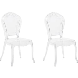Beliani - Set 2 Chaises Transparentes en Plastique Design Rétro et Glamour Tendance pour Salle à Manger et Chaque Intérieur Traditionnel ou Vintage