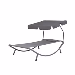 Transat de jardin gris TERNO - BELIANI - Baldaquin intégré - Acier revêtu de poudre - Textilène gris