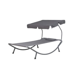 Transat de jardin gris TERNO - BELIANI - Baldaquin intégré - Acier revêtu de poudre - Textilène gris