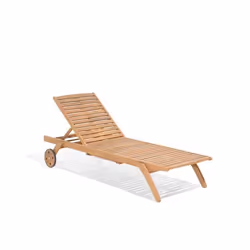 Transat de jardin en bois avec tablette et roues - BELIANI - CESANA - Design - Acacia - Marron