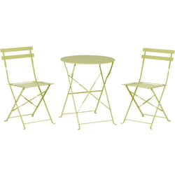 Salon de Jardin Bistrot Table et 2 Chaises en Acier Vert Citron Pliable Fiori