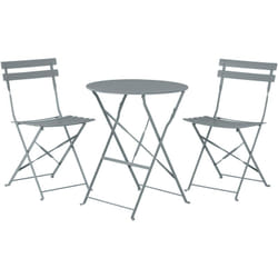 Beliani - Salon de Jardin Bistrot Table et 2 Chaises en Acier Gris Pliable avec Patins Fiori