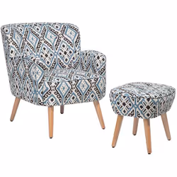 Fauteuil avec un repose-pieds motifs orientaux. Apportez une touche vintage à votre intérieur avec ce fantastique ensemble de ...
