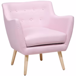 Fauteuil au style Scandinave en tissu rose pastel. Ce fauteuil élégant séduit par son confort d'assise optimal, son design ch ...