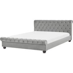 Lit Double Chesterfield en Velours Gris Clair 180 x 200 cm Confortable avec Tendance Glamour pour Chambre Moderne ou Classique Beliani
