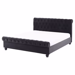 Lit double en velours noir 160 x 200 cm AVALLON