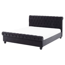 Lit double en velours noir 160 x 200 cm AVALLON