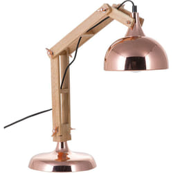 Beliani - Lampe de Bureau E27 Max 40W en Bois d'Hévéa Clair et Abat-Jour Cuivré Réglable Salado