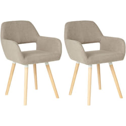 Lot 2 Chaises Fauteuils Tapissées en Tissu Gris Foncé sur Pieds en Bois Design Rétro Tendance pour Salle à Manger au Style Scandinave Déco Beliani