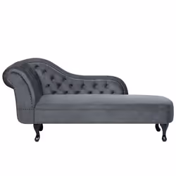 Méridienne Chesterfield en velours gris NIMES