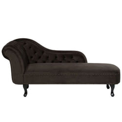 Beliani - Chaise longue en velours marron côté gauche style Chesterfield NIMES