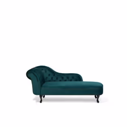 Beliani - Chaise longue velours vert émeraude côté gauche NIMES