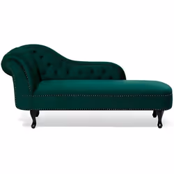 Beliani - Chaise longue Chesterfield en velours vert côté gauche NIMES