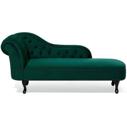 Beliani - Chaise longue Chesterfield en velours vert côté gauche NIMES