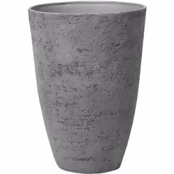 Cache-pot en pierre grise en forme de vase. Embellissez votre patio ou votre terrasse avec ce grand bac à plantes gris à la s ...