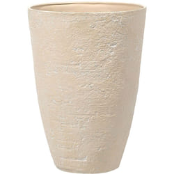 Beliani - Haut Cache-Pot Beige en Forme de Vase 51 x 51 x 71 cm Robuste en Pierre et Polyrésine, Pot de Fleurs Idéal pour Extérieur et Intérieur