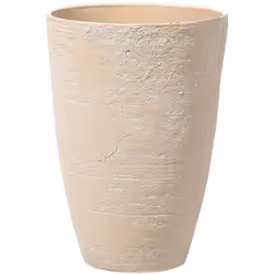 Cache-pot en pierre beige en forme de vase. Embellissez votre patio ou votre terrasse avec ce grand bac à plantes beige à la ...