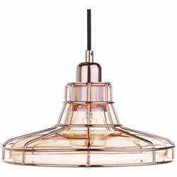 Lampe suspension en verre cuivré avec grille en métal doré. Éclairez votre intérieur avec une lumière parfaite ! Cette lampe ...