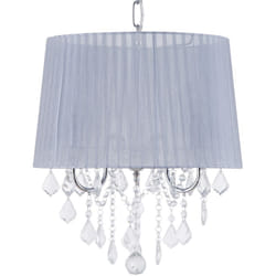 Lampe Suspension Lustre Glamour en Tissu Gris avec Cristaux Décoratifs E14 40W Solution Éclairage de Style pour Salon Tendance Beliani