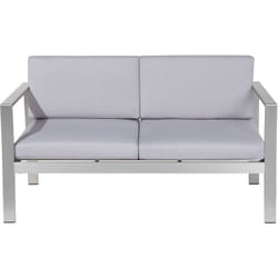 Banc de Terrasse ou Jardin 2 Places en Aluminium avec Coussins Gris Clair Matières Durables et Design Ultra Moderne Tendance Beliani