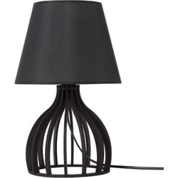 Beliani - Lampe de Table Déco Noire en Bois et Tissu avec Support Type Cage E27 Max 40W pour Chambre Table de Chevet ou Salon au Design Scandinave