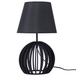 Beliani - Lampe de Table Déco Noire en Bois et Tissu avec Support Filaire E27 Max 40W pour Chambre Table de Chevet ou Salon au Design Minimaliste