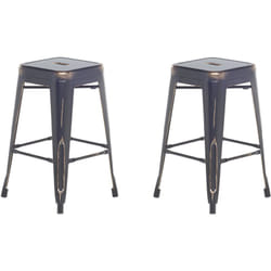 Lot 2 Chaises Tabourets de Bar Industriels en Acier Noir Doré 60 cm Empilables et Pratiques pour Cuisine ou Salle à Manger au Design Moderne Beliani