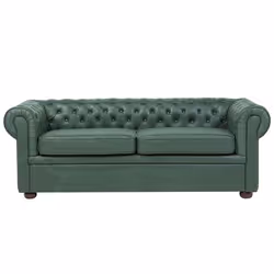Canapé 3 places en cuir PU vert CHESTERFIELD