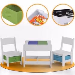 Set Table dactivités pour Enfants - Baby Vivo - avec 2 Chaises - Multifonctionnel avec Boîtes en tissu - Moritz