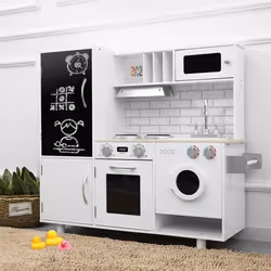 Cuisine enfant en bois - BABY VIVO - Jeu dimitation - Tableau Noir pour La Peinture - Cuisinière Éducatif Chef - Bruno en Bla ...
