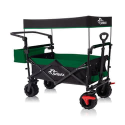 SAMAX Chariot de Jardin Pliable avec Toit Amovible Chariot de Transport à Main - Frein et Sac arrière - Pliante Offroad Noir - Vert