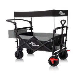 SAMAX Chariot de Jardin Pliable avec Toit Amovible Chariot de Transport à Main - Frein et Sac arrière - Pliante Offroad Noir - Gris