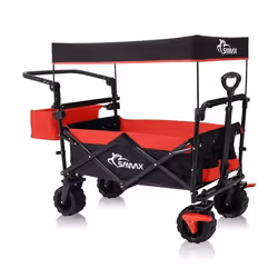 SAMAX Chariot de Jardin Pliable avec Toit Amovible Chariot de Transport à Main - Frein et Sac arrière - Pliante Offroad Noir- ...