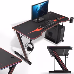 Bureau de gaming - MY SIT - TITAN - LED RVB - Support pour ordinateur - Porte-gobelet