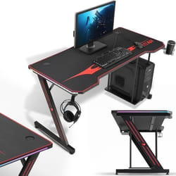 Bureau de gaming - MY SIT - TITAN - LED RVB - Support pour ordinateur - Porte-gobelet