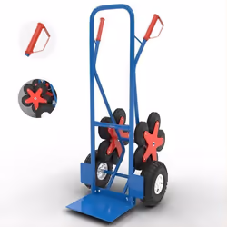 Diable descalier - MAXCRAFT - Pliable - Charge max 200 kg - 12 roues en caoutchouc - Ergonomique - Bleu