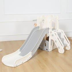 Toboggan pour enfants - Baby Vivo - Royaume - Gris/Beige - env. 182x112x96cm - Aire de jeux Jeu dExtérieur et à l’Intérieur
