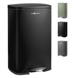 Poubelle à pédale - MAXCRAFT - avec Couvercle 50 litres en Noir - Acier - Seau Intérieur et Couvercle Fermeture en Douceur