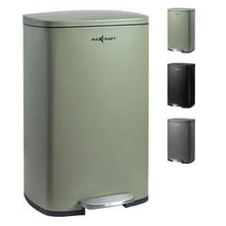 Poubelle à pédale - MAXCRAFT - avec Couvercle 50 litres en Vert - Acier - Seau Intérieur et Couvercle Fermeture en Douceur