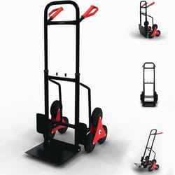 Diable descalier - MAXCRAFT - Pliable - Charge max 150 kg - 6 roues en caoutchouc - Ergonomique - Noir