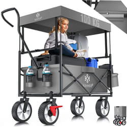 Kesser - Bollerwagen pliable avec toit Chariot à main Chariot de transport Chariot d'outillage incl. 2 poches filet et une poche extérieure pliable