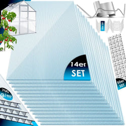 14x polycarbonate alvéolaire 4mm 10 25 m² plaque double paroi - 1210x605 50x agrafes + 50x Z-clips plaque alvéolaire plaque de serre Transparent /