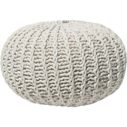 Pouf Rond en Coton Beige à Billes de Polystyrène Accessoire d'Intérieur Doux Conrad