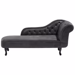 Méridienne Chesterfield grise côté droit NIMES